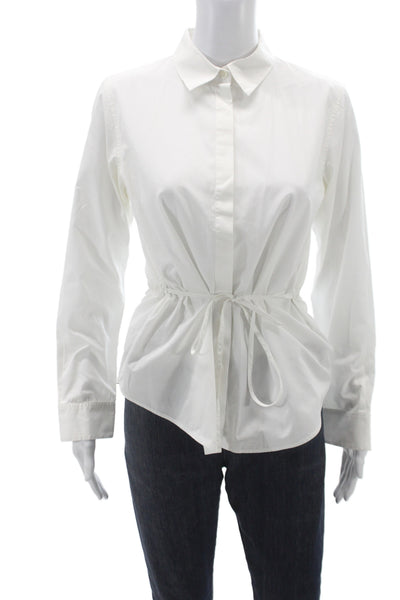 Theory Womens Basic Collared Cotton Button-Up Long Sleeve White Size S