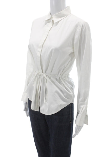 Theory Womens Basic Collared Cotton Button-Up Long Sleeve White Size S