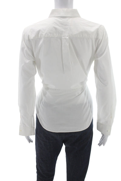 Theory Womens Basic Collared Cotton Button-Up Long Sleeve White Size S