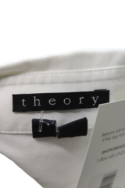 Theory Womens Basic Collared Cotton Button-Up Long Sleeve White Size S