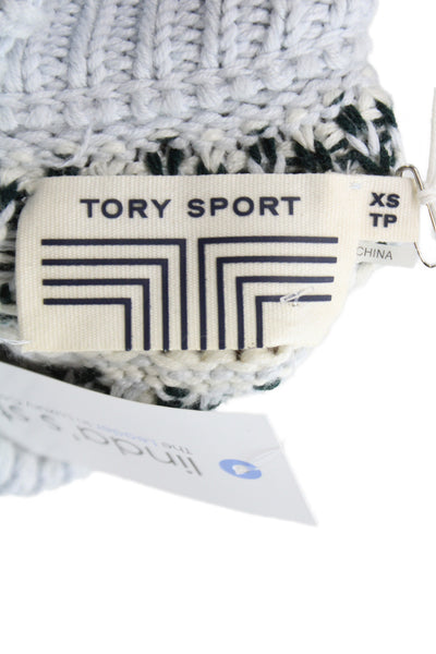 Tory Sport Women Fair Isle Turtleneck Pullover Gray Merino Wool Size XS