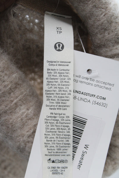 Lululemon Womens Beige Alpaca Turtleneck Pullover Sweater Long Sleeve Size XS