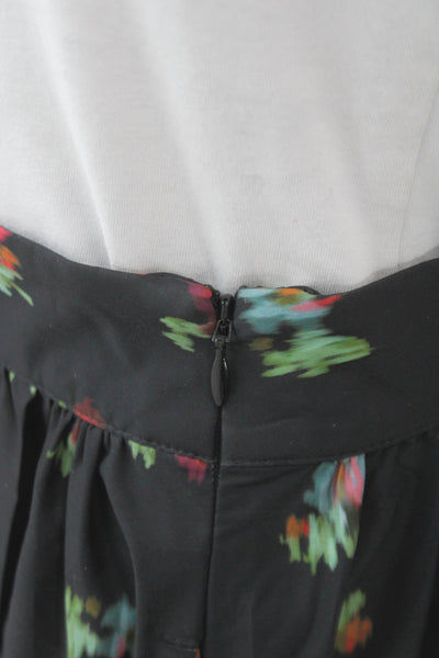 Hill House Women A-Line Floral Black Polyester Long Skirt Size S