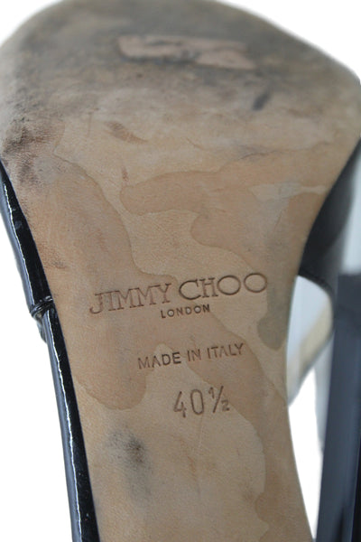 Jimmy Choo Womens Patent Leather Strappy Stiletto Heels Black Size EUR 10.5