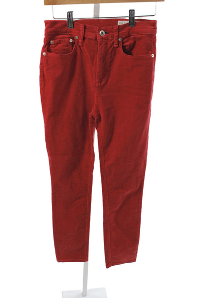 Rag & Bone Womens Corduroy Ankle Pants Red Button Size 26