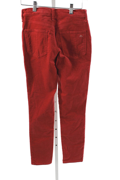 Rag & Bone Womens Corduroy Ankle Pants Red Button Size 26