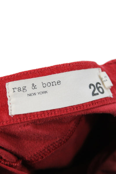 Rag & Bone Womens Corduroy Ankle Pants Red Button Size 26