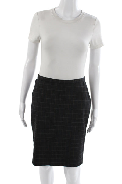 Dolce & Gabbana Womens Straight Pencil Skirt Gray Plaid Wool Size 40