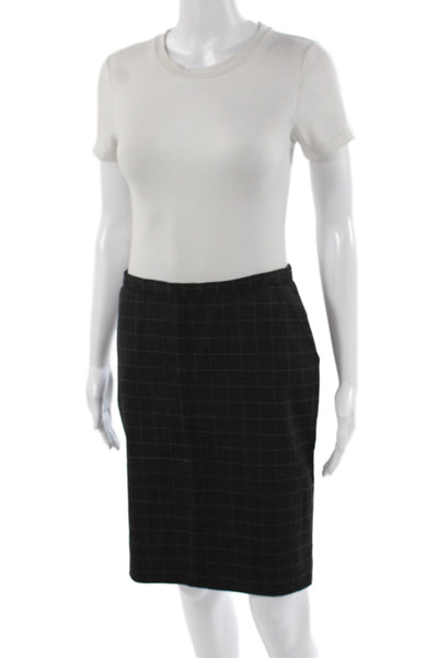 Dolce & Gabbana Womens Straight Pencil Skirt Gray Plaid Wool Size 40