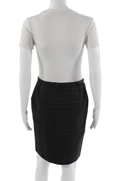 Dolce & Gabbana Womens Straight Pencil Skirt Gray Plaid Wool Size 40