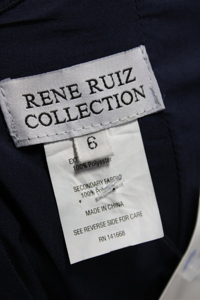 Rene Ruiz Women A-Line Floral V-Neck Blue Maxi Dress Size 6