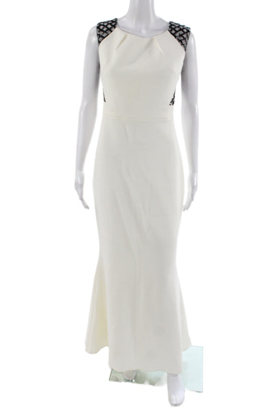 Safiyaa Womens White Mermaid Full Length Sleeveless Dress Size 8