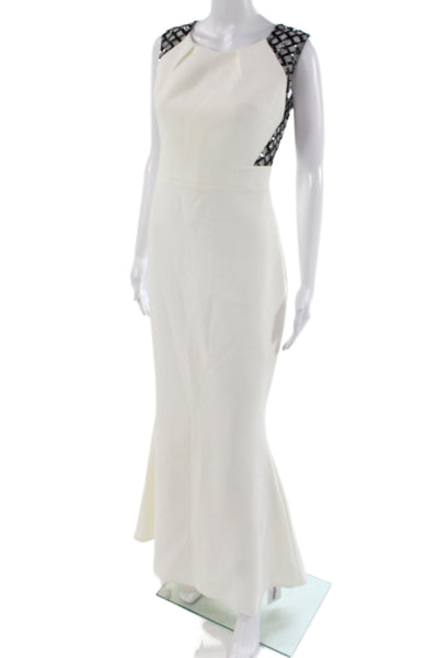 Safiyaa Womens White Mermaid Full Length Sleeveless Dress Size 8