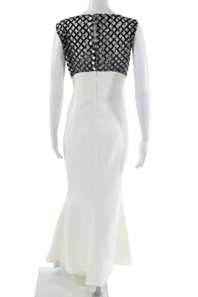 Safiyaa Womens White Mermaid Full Length Sleeveless Dress Size 8