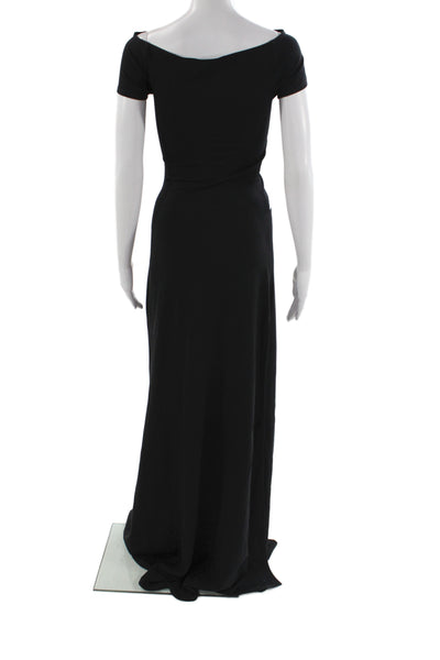 Sid Neigum Women Maxi Dress Black Off Shoulder Short Sleeve Cutout Size M