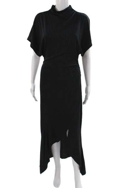 Zara Women Maxi Dress Black Cowl Neck Short Sleeve Solid Size S