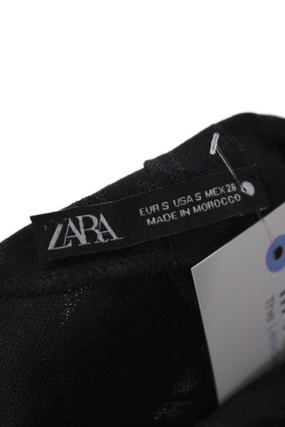 Zara Women Maxi Dress Black Cowl Neck Short Sleeve Solid Size S