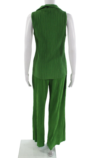 Zara Women Two Piece Set Pleated Collared Sleeveless Green Top Size S