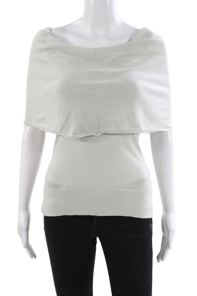 Halston Women Pullover Sweater Sleeveless Cowl Neck Gray Silk Blend Size S
