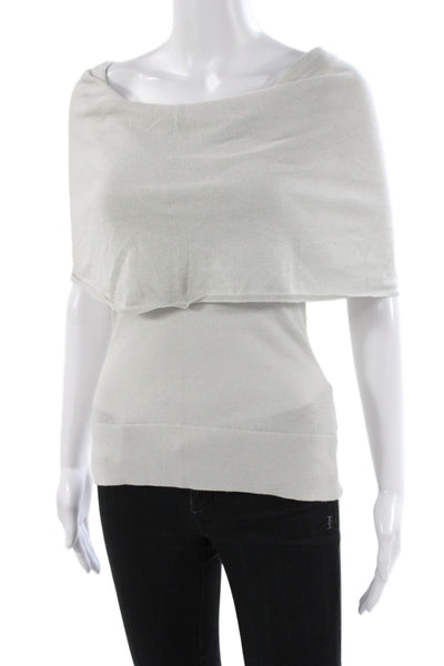 Halston Women Pullover Sweater Sleeveless Cowl Neck Gray Silk Blend Size S