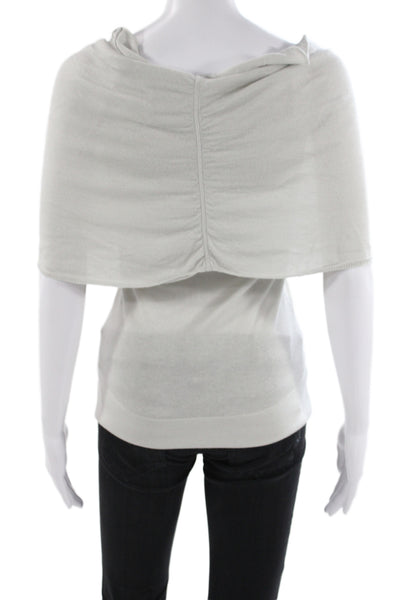 Halston Women Pullover Sweater Sleeveless Cowl Neck Gray Silk Blend Size S