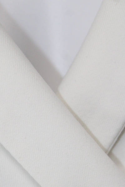 Anne Fontaine Women White V-Neck Jersey Blouse Long Sleeve Size M