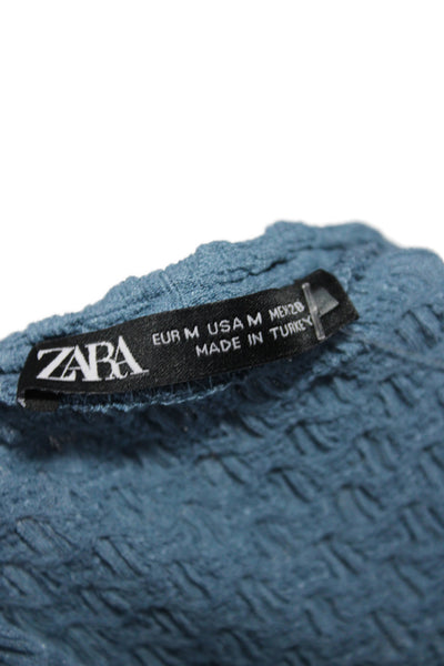 Zara Womens Basic Blue Crew Neck Short Sleeve T-Shirt Size M