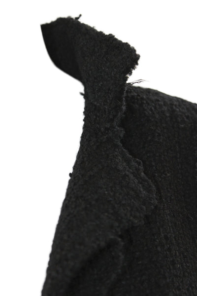 Zara Womens Tweed Buttoned Long Sleeve Blazer Jacket Black Size 8