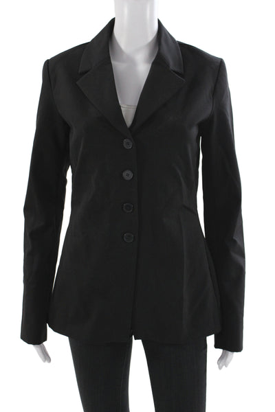 Zara Womens Basic Jacket Black Button Polyester Long Sleeve Size M