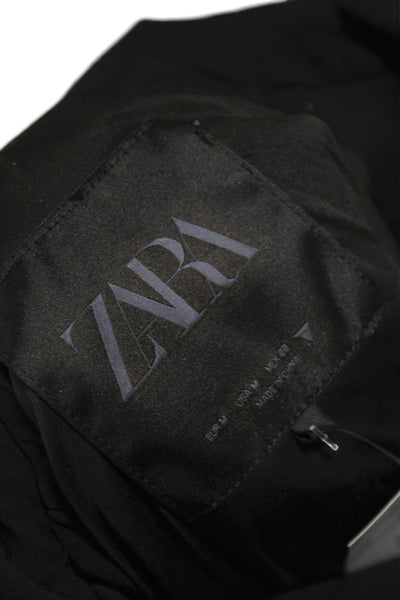 Zara Womens Basic Jacket Black Button Polyester Long Sleeve Size M