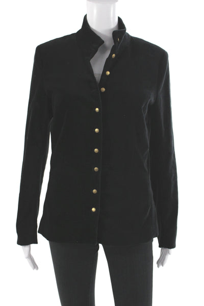 Nicole Miller Collection Women Black Military Jacket Button Acetate Size 10