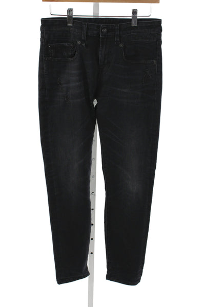 R13 Women Skinny Jeans Black Mid Rise Cotton Button Size 27