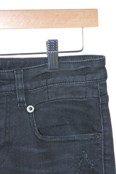 R13 Women Skinny Jeans Black Mid Rise Cotton Button Size 27