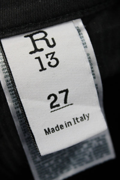 R13 Women Skinny Jeans Black Mid Rise Cotton Button Size 27