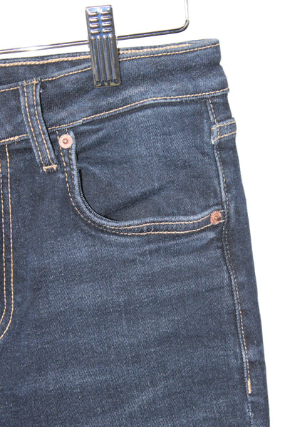Zara Womens Cropped Mid Rise Blue Cotton Blend Jeans Size 2