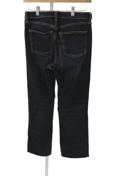 Zara Womens Cropped Mid Rise Blue Cotton Blend Jeans Size 2