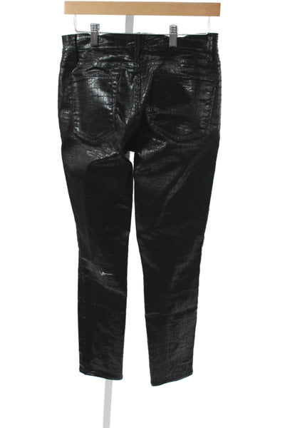 Frame Womens Skinny Faux Leather Animal Print Jeans Mid Rise Black Size 27