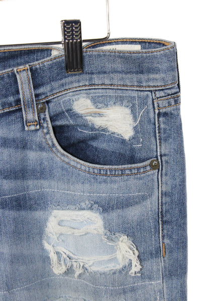 Rag & Bone Jean Womens Straight Distressed Blue Cotton Mid Rise Jeans Size 27