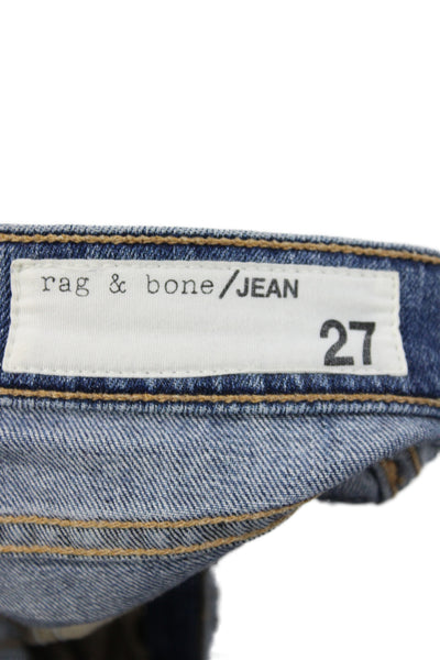 Rag & Bone Jean Womens Straight Distressed Blue Cotton Mid Rise Jeans Size 27