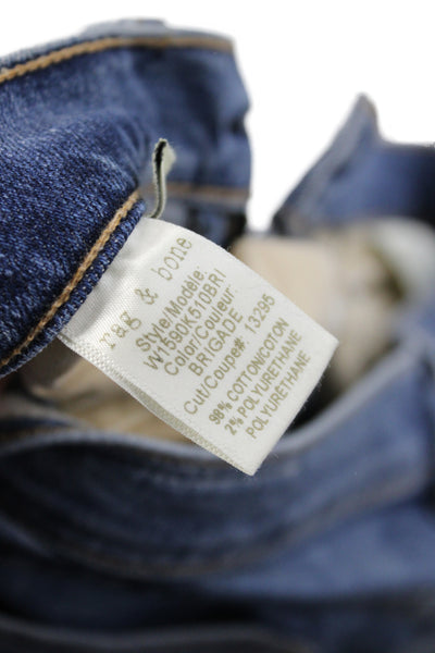 Rag & Bone Jean Womens Straight Distressed Blue Cotton Mid Rise Jeans Size 27