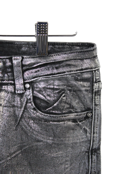 Zara Women Ankle Gray Cotton Mid Rise Jeans Inseam 28 Size 8