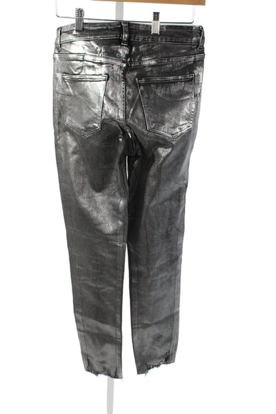 Zara Women Ankle Gray Cotton Mid Rise Jeans Inseam 28 Size 8