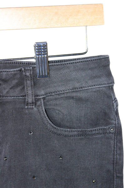 DL 1961 Women Skinny Black Sparkly Jeans Button Mid Rise Size 27