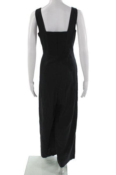 Gap Womens Jumpsuit Black Sleeveless Square Neck Linen Blend Size M
