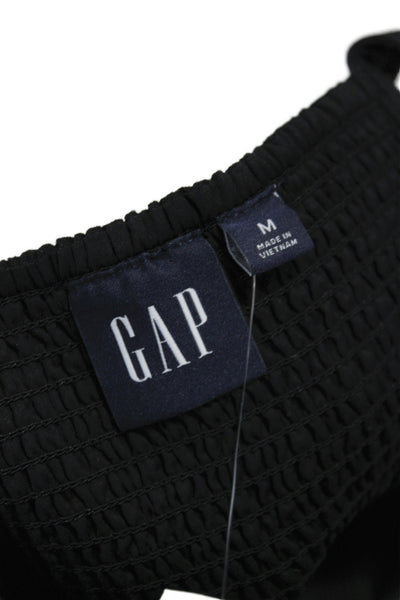 Gap Womens Jumpsuit Black Sleeveless Square Neck Linen Blend Size M