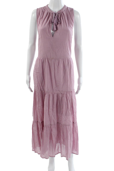 Elan Women Pink Bohemian V-Neck Sleeveless Viscose Maxi Dress Size M