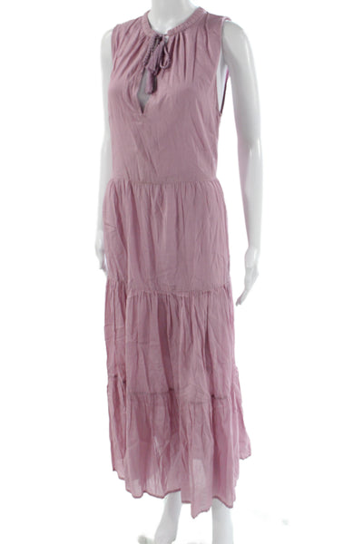 Elan Women Pink Bohemian V-Neck Sleeveless Viscose Maxi Dress Size M