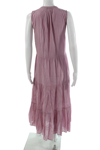 Elan Women Pink Bohemian V-Neck Sleeveless Viscose Maxi Dress Size M