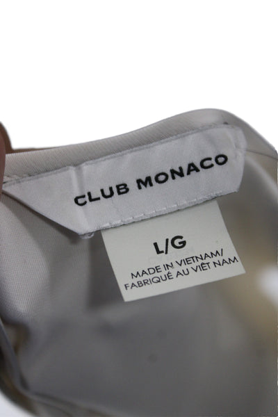 Club Monaco Womens Ivory Basic Blouse Short Sleeve Round Neck Button Size L