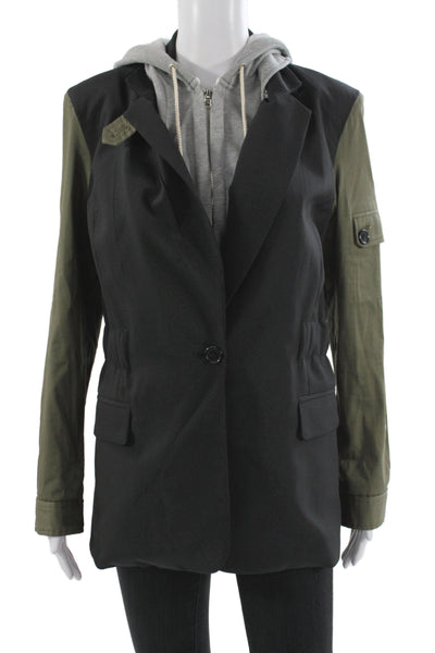 Fate. Womens Military Jacket Black Polyester Button Long Sleeve Size L